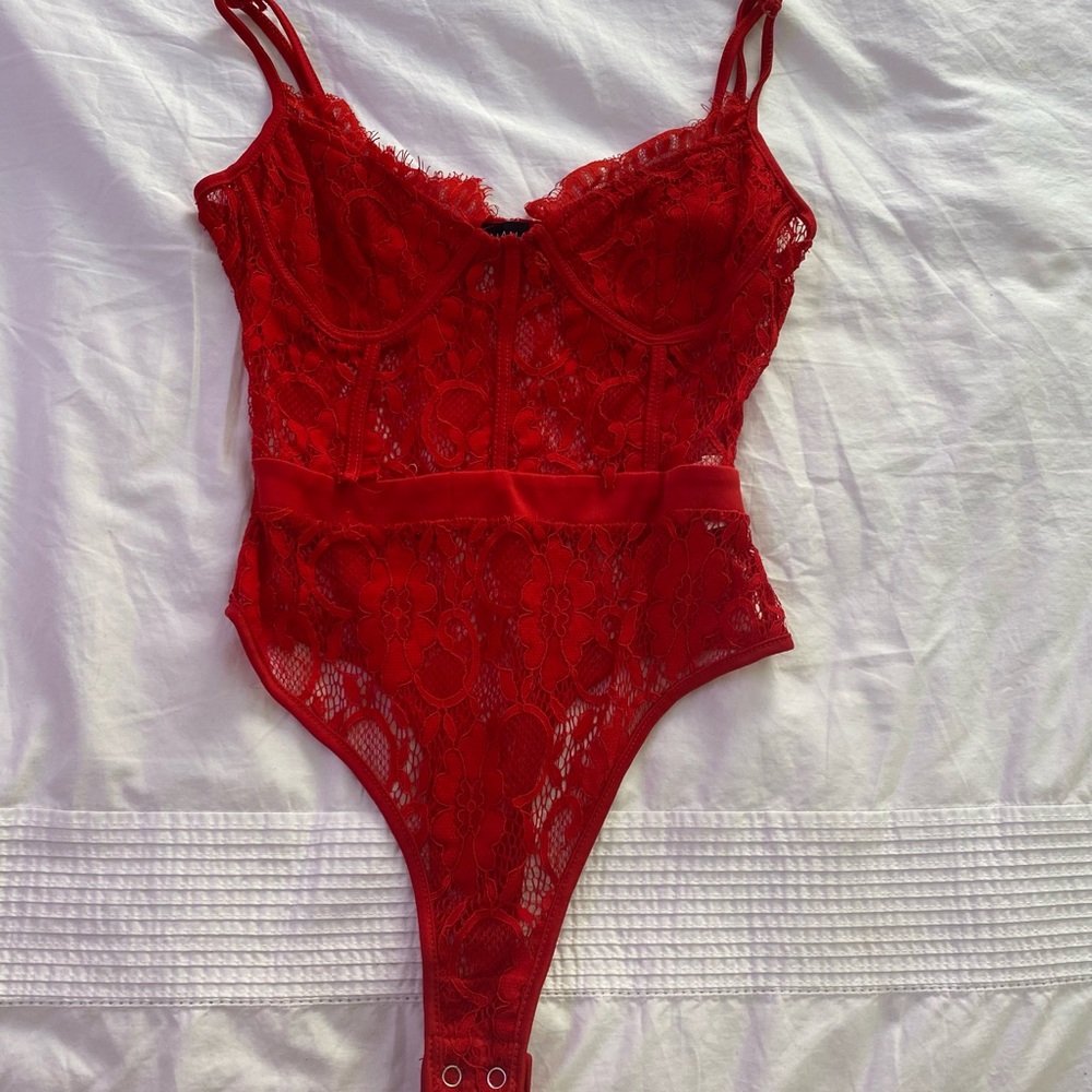 Red lace bodysuit